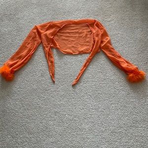Sheer orange fluffy shirt